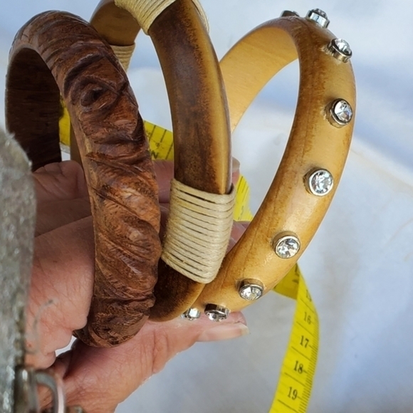 Vintage Wood bangle trio - Picture 9 of 9